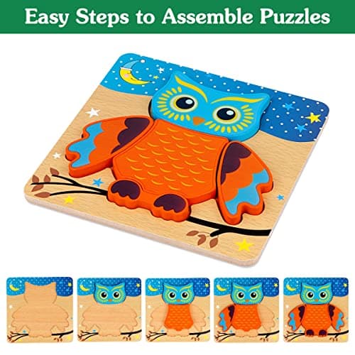 Animal Jigsaw Puzzles for Toddlers Ages 1-3 2-4 - Baby Kids Learning Educational Preschool Toys Christmas Birthday Gifts Wooden Toddler Puzzles Montessori Toys: Gifts for 1 2 3 Year Old Boys Girls B07QG618QT