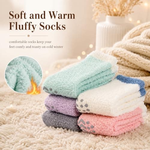 Soft Thick Plush Warm Socks, Christmas Winter Gifts for Ladies,Comfortable Indoor Home Socks, Sleep Slipper Socks Fuzzy Socks for Women Fluffy Cozy Slipper Socks Fall Halloween Socks Gifts B0DKF8CRWW
