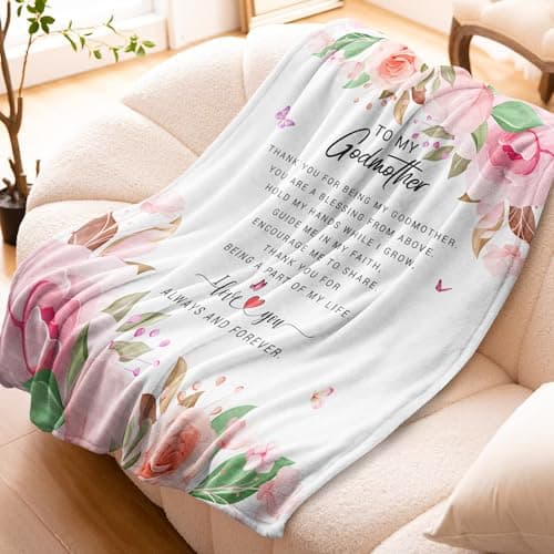 Christmas Godmother Gift Blanket 60"x 50" - God Mother Gifts for Women for Christmas - Xmas Godmother Gifts from Godchild - God Mom Gifts from Godson/Goddaughter - Best Godmom Gifts