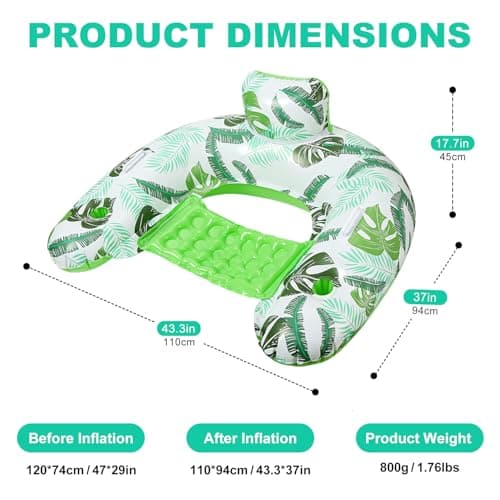 2 Pack Inflatable Pool Float Chair, Floating Pool Chair Adults Pool Lounger Float with Cup Holder & Handles Water Floats for Adults Lake Chair Floats for Swimming Pool River Beach Party