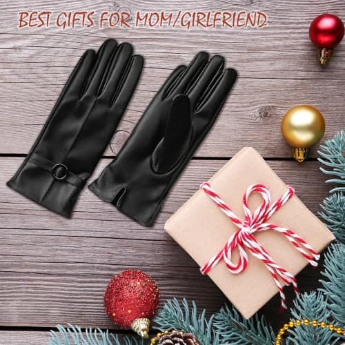 Trifabricy Leather Gloves for Women - Womens Leather Winter Gloves, Warm Lined Touchscreen Winter Glove for Cold Weather