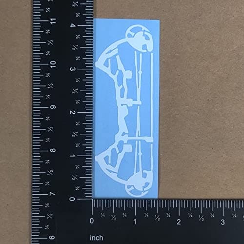 Bow Hunting Decal 4 Pack: Compound Bow, Tree Stand, Arrow Head, Hunting Scene Decals (Small ~3.5", White)