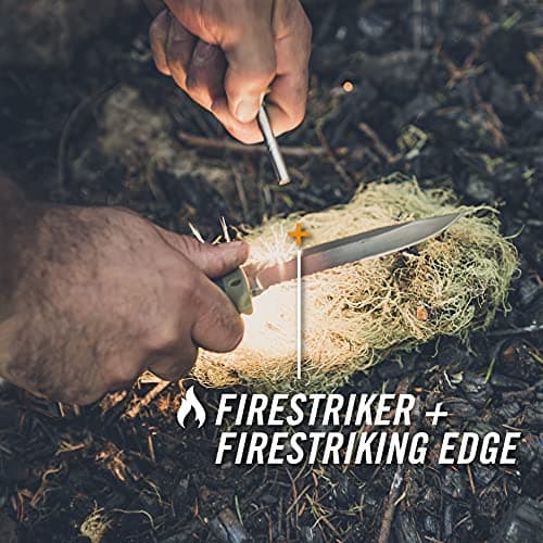 Gerber Gear Ultimate Survival Knife, Fixed Blade Knife with Combo Edge, includes Fire Starter Edge and Ferro Rod, Whistle, Sheath with Integrated Sharpener - Bushcraft, Hunting and Camping Tool