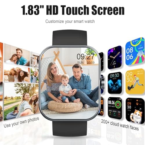 Smart Watch for Men Women (Answer/Make Call), 2025 1.83" HD Touchscreen Fitness Tracker, 110+ Sport Modes, Fitness Watch with Heart Rate/Sleep Monitor/Step, IP68 Waterproof Smartwatch for Android iOS