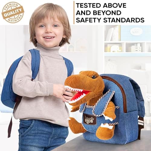2-in-1 Dinosaur backpack, Dinosaur Toys for Kids 3-5, 2-4 in Gift-Ready Box, 2 Year Old Boy Birthday Gift & Christmas Naturally KIDS Toddler Backpack w. Plush Dinosaur Toy, Kids Gift 2 3 4 5 B07WG9G1H3