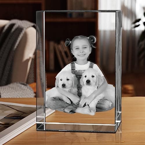 Personalized 3D Crystal Photo, Picture Cube Idea Gift With Your Own Photo, Customized Christmas, Birthday, Wedding Memorial, Mother's Day, Couples Gift for Women, Wife, Husband, Men - Small Portrait