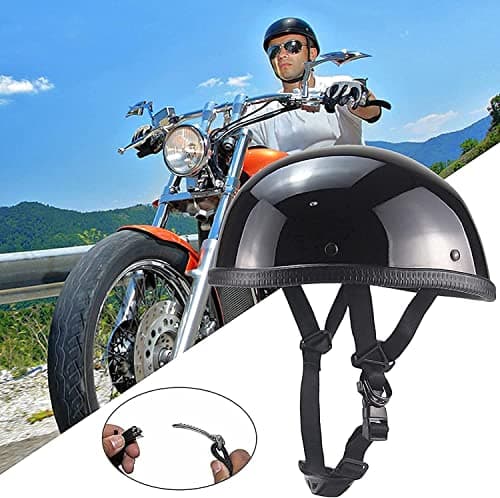 Smallest Skull Cap Motorcycle Helmet,DOT Approved Ultra-Thin Comfortable Beanie Cruising Skull Cap Novelty Small Helmet Cool Half Shell Helmet Low Profile Cool Skull with Goggles (54-63CM)