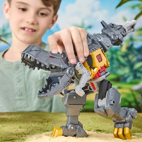 Transformers Cyberworld Grimlock Chomp & Battle 9-Inch Action Figure, Quick Change to Dino Mode, Robot Toys for Boys & Girls 6+ Years