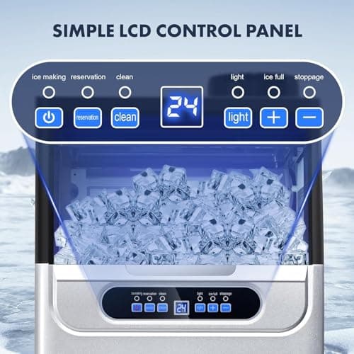 100LBS/24H Commercial Ice Maker Machine, Dual Water Inlet Under Counter or Freestanding Ice Machine, 36 Cubes/Cycle with 22LBS Storage for Home, Bar, Restaurant, Coffee Shop