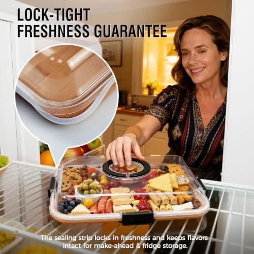 Clear Lid Keeps Food Fresh, Travel Portable Board for Kitchen, Picnic and Party, House Warming Gifts New Home Renmxj Portable Charcuterie Boards with Lid, Cheese, Veggie & Snack Tray B0DCK32SXQ