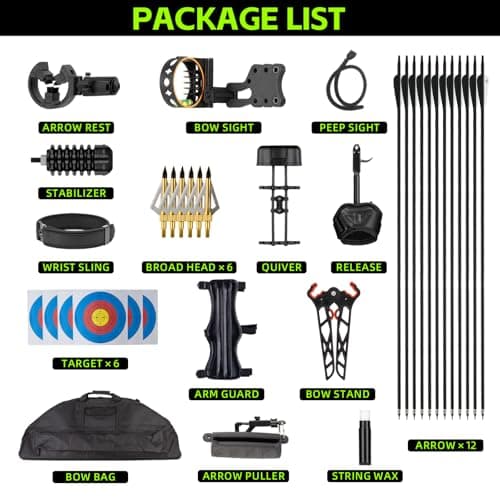 Compound Bow Set for Adults and Beginners, Adjustable 30-55 Lbs Draw Weight, 24"-29.5" Draw Length, up to IBO 310 fps, Archery Bow Set with All Accessories for Hunting Target Shooting Practice