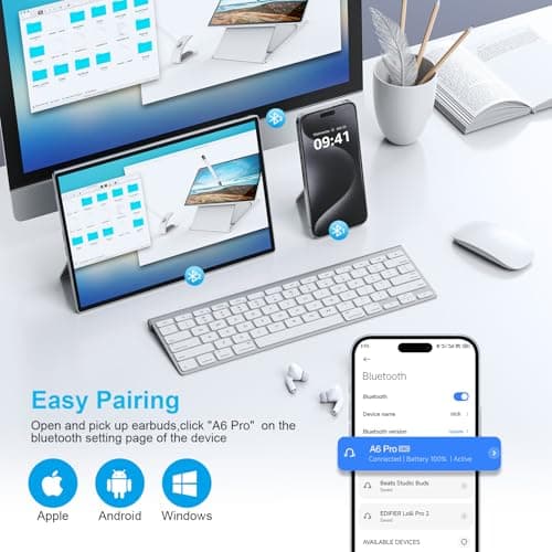 for Apple Earbuds Wireless Bluetooth Headphones [Clear Call & No Noise], Air Buds Pods Noise Cancelling HiFi Ear Pods Buds for for iPhone 17 16 15 iPad/Z Flip Z Fold/Galaxy/Switch