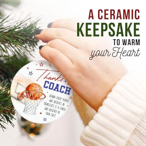 ZAGKOO Basketball Coach Ornament 2025 - Coaches Christmas Ornaments for Men and Women - Basketball Coach Gifts - Sports Thank You and Appreciation Gift Ideas - Ceramic Xmas Tree Ornament Decoration