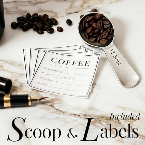 Vacuum Coffee Canister with Airtight Lid – Patented Dual Airtight Coffee Canister with Scoop, Coffee Bean Storage Container or Grounds Container, Storage Container - Black and Gold Kitchen Accessories