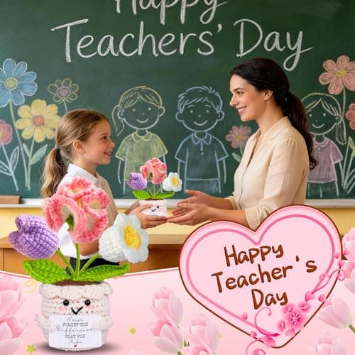 Teacher Appreciation Gifts, Thank You Teachers Gift, End of Year Teacher Gifts, Graduation Birthday Retirement Gift for Teachers Mentor Coworker Boss, Cute Handmade Crochet Carnations 3 Flowers Doll B0GCCQNDDQ