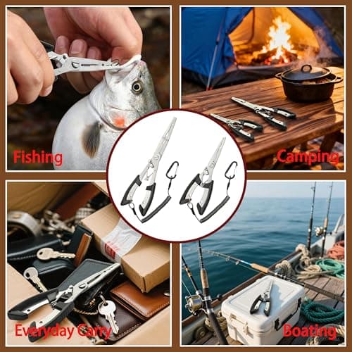 HAMMER IRON ALLEY 2PCS Stainless Steel Fishing Pliers with Lanyard, HIA Needle Nose Pliers Fishing Hook Remover, Great for Saltwater and Freshwater