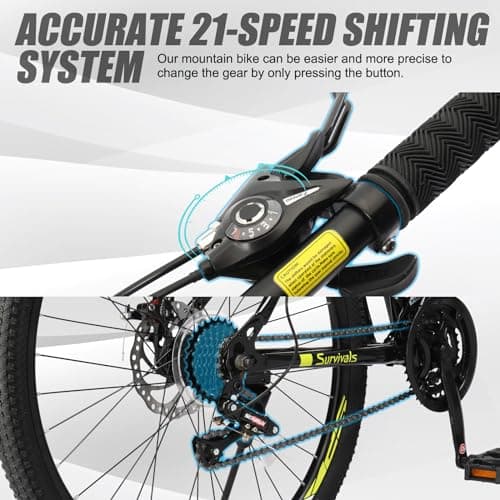 Ktaxon Mountain Bike 24/26/27.5 Inch Men & Women Mountain Bike with 21-Speed Adult Bikes, Double Disc Brake, Suspension Fork and High Carbon Steel Frame