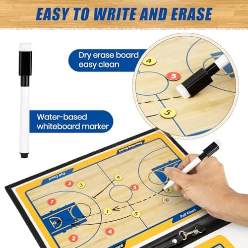 Basketball Coaching Board Coaches Clipboard Tactical Magnetic Board Kit with Dry Erase, Marker Pen and Zipper Bag (Basketball Board) (Basketball Coaching Board) (Basketball Coaching Board)