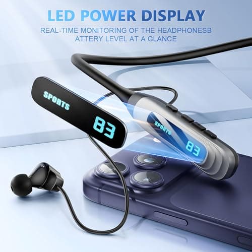 MZYQCY Neckband Bluetooth Headphones，80H Playback Wireless in-Ear Earbuds with Microphone, Sweatproof Around The Neck Headphones for Sport,Running,Workouts (Black)