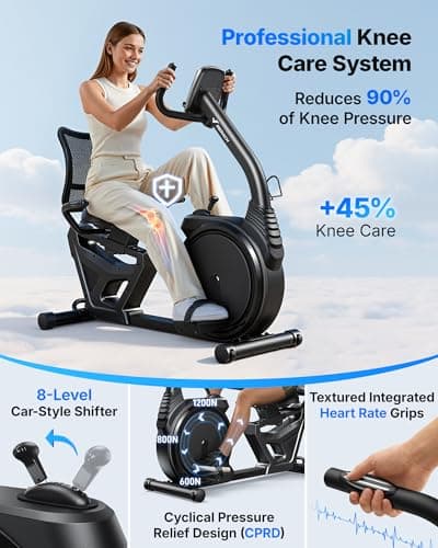 MERACH Recumbent Exercise Bikes for home, Light Commercial High-end Recumbent Bike for Seniors Adults, Magnetic Recumbent Exercise Bike with Smart Bluetooth and Exclusive App, LCD, Heart Rate Handle
