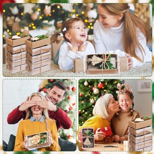 20 Pack Christmas Handmade Soap Favor with Wooden Christmas Tag, 4 Scents, Soap Gift for Wedding Favors, Party Decorations, Thanksgiving Gifts, Bridal Shower