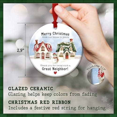 Neighbor Christmas Ornament 2025 - Thoughtful for Neighbors, Meaningful Keepsake Tree Decoration, Thank You Xmas Ornament, Unique Neighbor Gift Idea for Home Décor