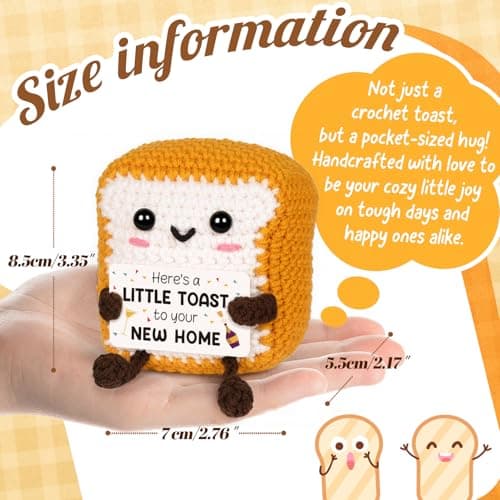 A Little Toast to Your New Home - Mini Handmade Crochet Toast, Funny Housewarming Gifts New Home New Apartment, House Warming Gifts New House for Women Men Friend B0FCB6HYL9