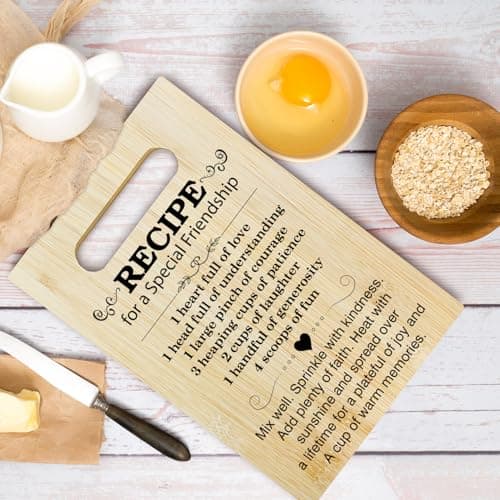 Friend Gifts Kitchen Cutting Board - Recipe For A Special Friendship, Gifts For Thanksgiving Chopping Board, Birthday Gifts For Friends Bestie, Bamboo Cutting Boards For Kitchen Cooking Restaurant