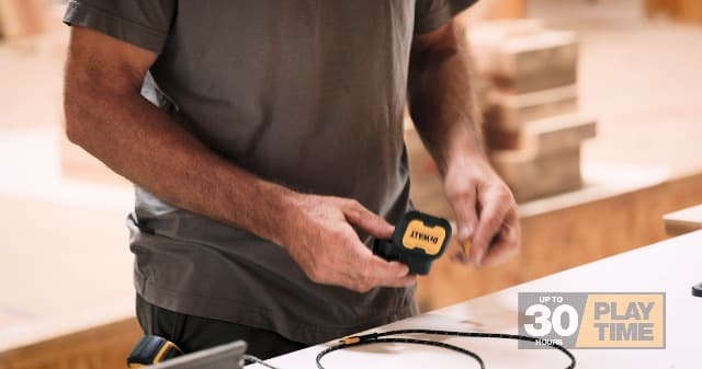 DEWALT Heavy Duty True Wireless Ear Buds, Bluetooth Headphones with Type C Charging Case Included, Over 37 Hours of Battery Life, Easy Setup for iPhone, Perfect for Jobsite, Outdoor Work, Yellow