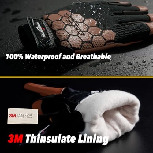 SLARMOR Winter Work Gloves for Men, Insulated, Waterproof, Touch Screen, Warm Thinsulate Lining for Cold Weather