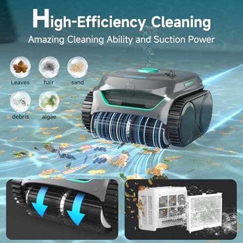 WYBOT C2 Cordless Robotic Pool Cleaner, Dual Filtration, Pool Vacumm Robot for Wall & Waterline Cleaning, Up to 180 Mins Runtime & Scheduling, Smart Navigation, for Inground/Above-Ground Pools