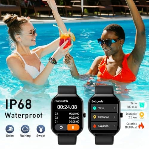 Smart Watch(Answer/Make Call), 1.96" HD Smartwatch for Men Women, 2025 Fitness Watch with 110+ Sport Modes/Heart Rate/Sleep Monitor/Pedometer, IP68 Waterproof Fitness Activity Tracker for Android iOS
