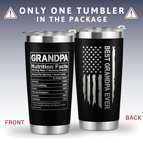 Grandpa Gifts - Grandpa Birthday Gifts from Grandchildren - Fathers Day Gift, Birthday Christmas for Grandfather - Grandfather Gift Ideas from Granddaughter, Grandson - 20 Oz Black Tumbler