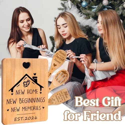 House Warming Gifts New Home - "New Home, New Beginnings, New Memories" Engraved Bamboo Housewarming Gifts New Home Cutting Board Set, 2026 House Warming Gifts.
