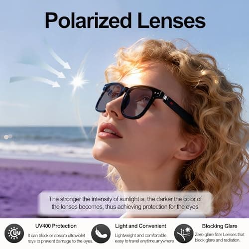 AI Smart Wireless Bluetooth Translation Glasses for Men/Women with Speakers/Bluetooth&140+ Languages Translation Sports/Travel/Drive/Busniess (C1+AI+Color Change Lenses+Black)