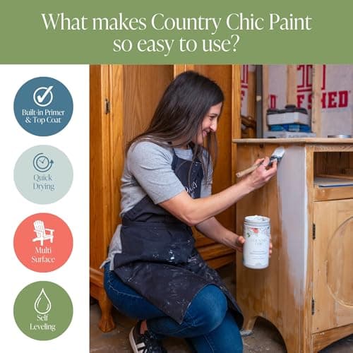 Country Chic All-in-One Chalk Paint for Furniture, Cabinets, Home Decor, Eco-Friendly, Matte Finish, Built-In Primer & Top Coat for Wood, Metal - Jitterbug (Dark Teal) - Quart 32 oz (950 ml)