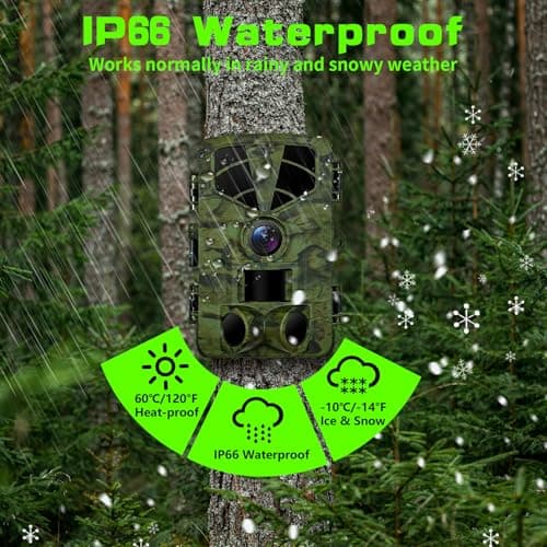 Trail Camera 4K, WiFi Game Camera, 120°Wide Angle, Night Vision Cameras, 32GB TF Card, IP66 Waterproof, Deer Scouting or Home Security, 0.2s Trigger Motion Activated for Wildlife