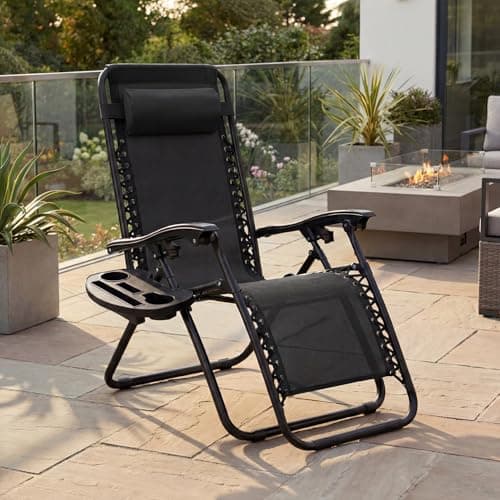 Best Choice Products Set of 2 Adjustable Steel Mesh Zero Gravity Lounge Chair Recliners w/Pillows and Cup Holder Trays - Black