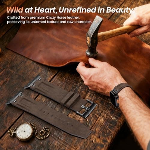 LETOID Leather Band Compatible with Apple Watch Ultra 3 /Ultra 2 /Ultra 49mm 46mm 45mm 44mm Bands, Women Men Vintage Genuine Leather Strap for iWatch Series 11 10 9 8 7 6 5 4, SE 3 2 1, Ultra 3 2 1