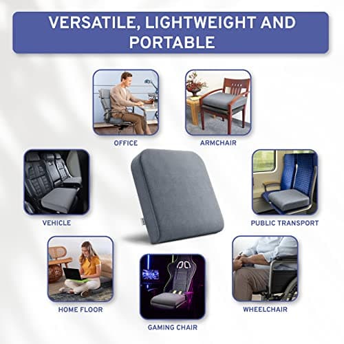 ComfySure Seat Cushion Extra Large - Firm Memory Foam Chair Pad for Recliner, Wheelchair, Office Chair, Stadium, Bleacher, Car, Floor, Patio Furniture, Bariatric Overweight Users 19”x17”x3”