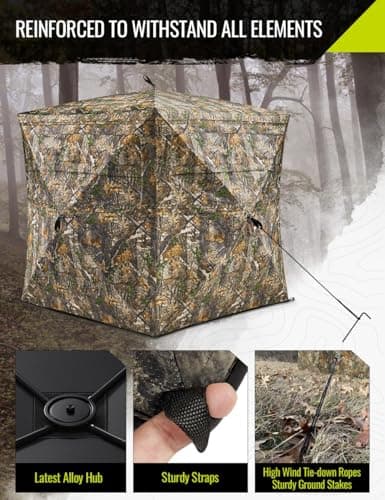 TIDEWE Hunting Blind 270°See Through with Carrying Bag for Turkey Hunting, Pop Up Ground Blinds, Portable Resilient Hunting Tent