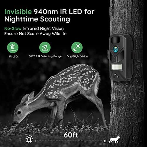 20MP MINI Trail Camera,1080P Hunting Trail Camera with No Glow 940nm Night Vision Motion Activated IP66 Waterproof,80ft Illumination Range Hunting Game Cam for Wildlife Monitoring