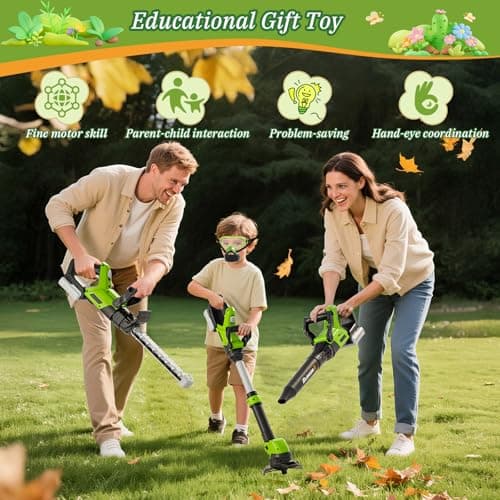 Kids Toy Tool Set, 3-IN-1 Power Garden Lawn Tools with Sounds & Lights, Volume, Toy Weed Wacker, Leaf Blower&Hedge Trimmer, Outdoor Play Toy Tools, Christmas Birthday Gifts for Boy Toys 3 4 5 6 7 8+ B0FJ262MMT