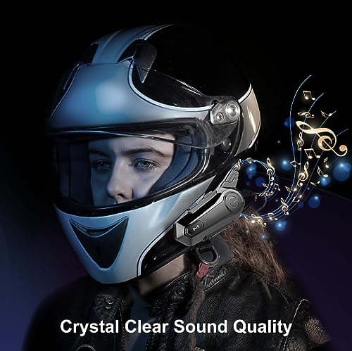 Motorcycle Bluetooth Headset Wireless Helmet 2-Way 400M Intercom Headphone with CVC Noise Cancellation Stereo Music IPX6 Waterproof for Half/Open Face Helmet 2 Pack