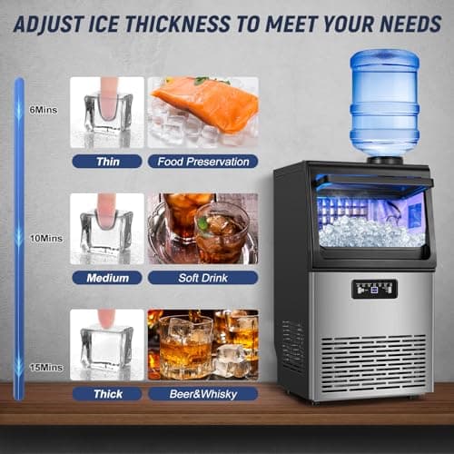 SOZT® Under Counter Ice Maker Machine, 100LBS/24H Stainless Steel Commercial Ice Machine, 20LBS Storage Capacity, Self-Cleaning Freestanding Ice Cube Maker for Home, Bar, Restaurant, Office
