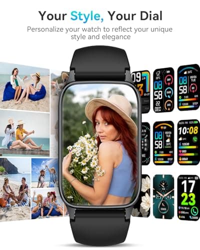 ChronArk Fitness Tracker for Women Men, Activity Smart Watch Compatible with Android iPhone, Step Counter with 110+ Sports, Sleep Monitor, Calorie Counter, IP68 Waterproof (Black, 1.57)