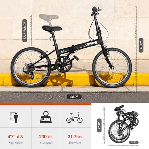 20-inch 7-Speed Folding Bike - Lightweight Aluminum Frame, Adjustable Stem, Easy Foldable Bicycle for Commuting & Storage, Multiple Colors