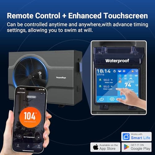 65,000 BTU Inverter Swimming Pool Heat Pump for In Ground Pools 21,000 Gallons Electric Pool Heater for Above Ground Pool Heating Cooling WiFi Control 220v