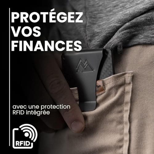 Mountain Voyage Co Minimalist Wallet for Men & Women - Slim RFID Wallet, Scratch Resistant, Credit Card Holder & Money Clip, Easily Removable Money & Cards, (Matte Carbon Fiber)