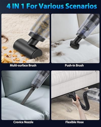 XenonLab Handheld Vacuum Cordless 1.1 Pounds Car Vac 10000PA Hand Held Vacuums 4-in-1 Hand Vac Cordless Rechargeable HEPA Filter Large Capacity Dust Cup for Car Office Home Pets Hair (Gray)